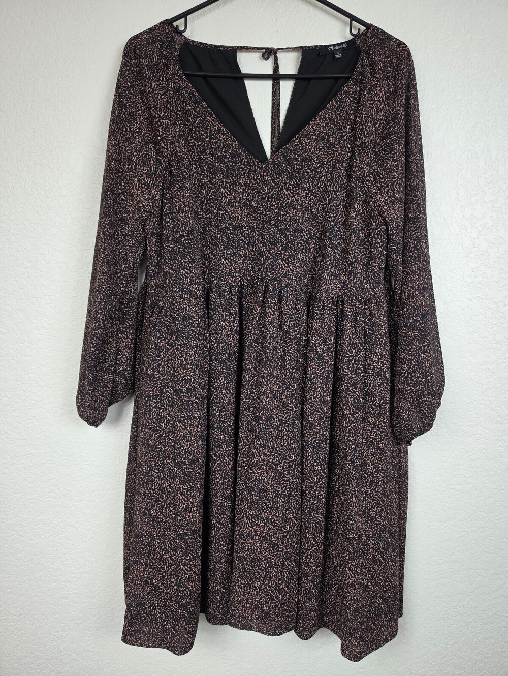 Madewell Black Floral Long Sleeve Dress Small